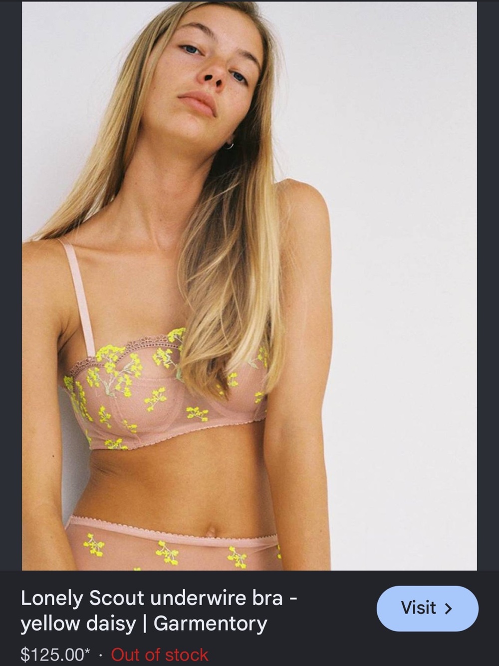 ✨Lonely Lingerie 🌼 Scout Yellow Daisy Mesh Embroidery 3PC Set ✨